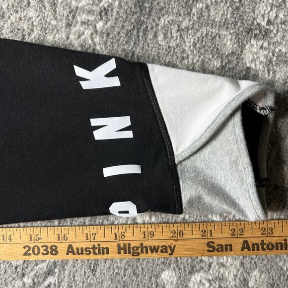 Pink Victoria’s Secret Black Yoga Cropped Leggings Large Black White Workout Gym - Picture 5 of 6